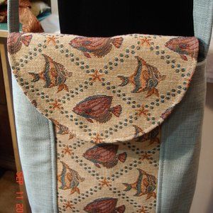 Handmade Cross-Body Bag Handbag Tote Purse Blue Fish